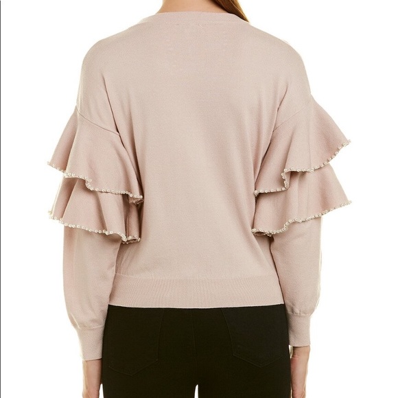 New Stellah Sweater w/Ruffle and Pearl detail sz L - Picture 2 of 2